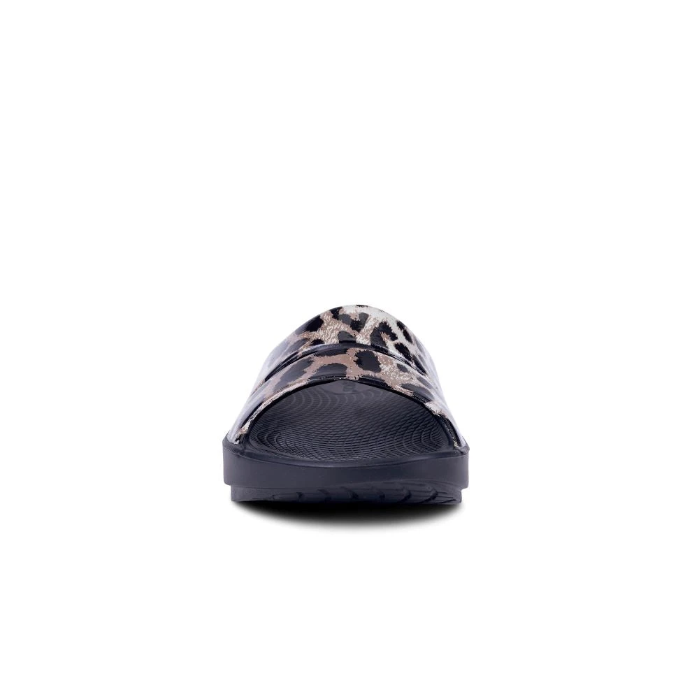 'OOFOS' Women's OOahh Slide Limited Edition - Black / Cheetah 6 'OOFOS' Women's OOahh Slide Limited Edition - Black / Cheetah - Image 4