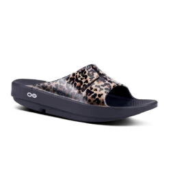 'OOFOS' Women's OOahh Slide Limited Edition - Black / Leopard -Dansko Shop 1103BLKLEOPRD 2 1024x1024@2x