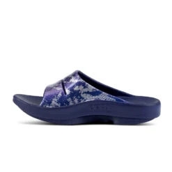 'OOFOS' Women's OOahh Slide Limited Edition - Navy / Silver / Silver Snake -Dansko Shop 1103NVYSILSNK shot4 1024x1024@2x
