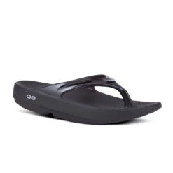 'OOFOS' Women's OOlala Thong - Black Patent -Dansko Shop 1400BLK 2 1024x1024@2x